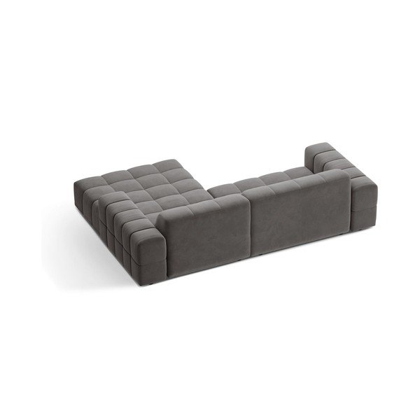 Divano angolare grigio (con penisola a destra/con chaise lounge) con rivestimento in velluto Chicago – Cosmopolitan Design-image-2