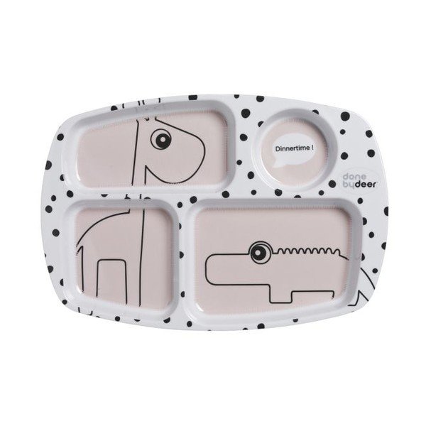 Dětský dělený talíř s růžovými detaily Done by Deer Happy Dots