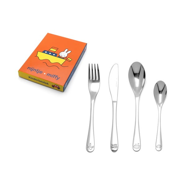 Posate per bambini in acciaio inox argento 4 pezzi Miffy - Zilverstad-image-3