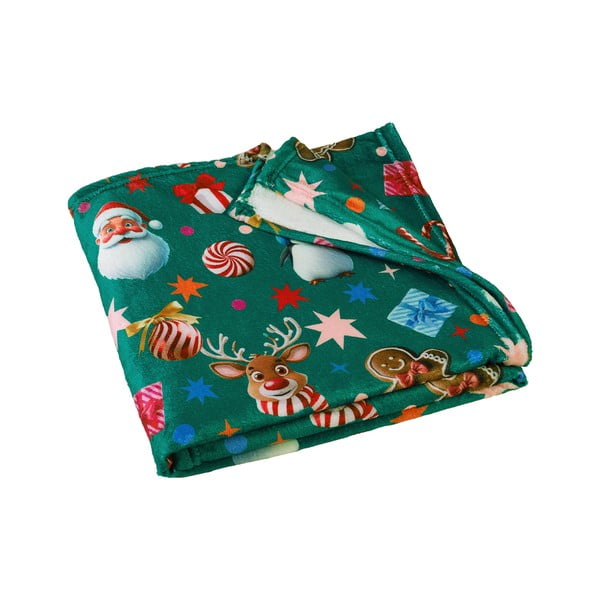 Coperta verde in micropile a tema natalizio 130x170 cm Christmas Icons – Catherine Lansfield