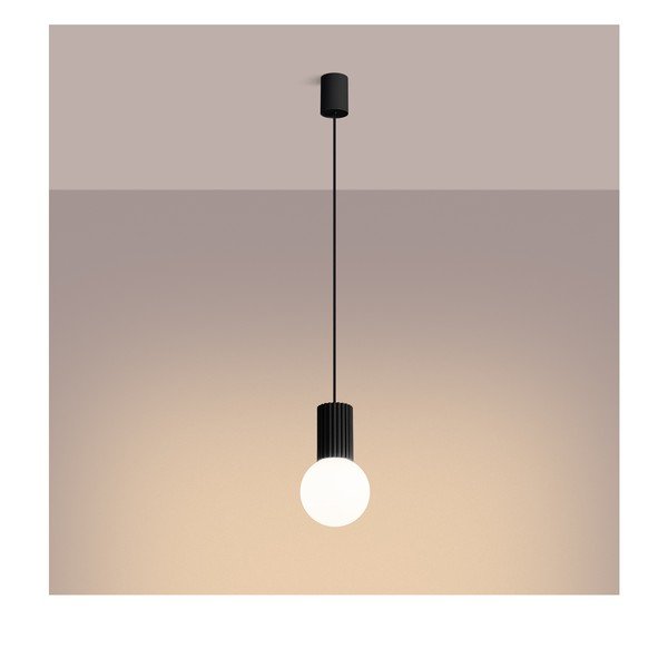 Lampadario nero con paralume in vetro ø 12 cm Orbital – Sollux-image-4