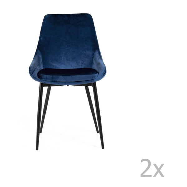 Set di 2 sedie da pranzo blu scuro con rivestimento in velluto Lex - Tenzo