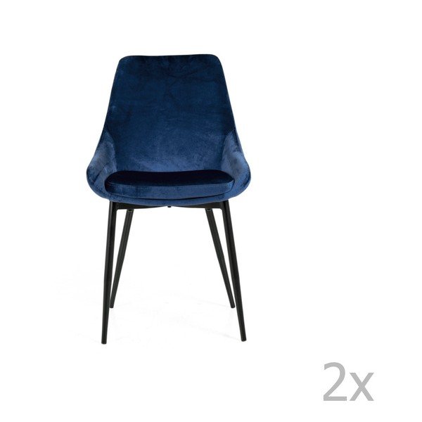 Set di 2 sedie da pranzo blu scuro con rivestimento in velluto Lex - Tenzo