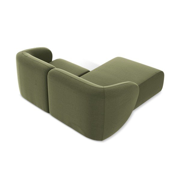 Divano angolare verde (con penisola a sinistra/con chaise lounge) con rivestimento in velluto Lani – Makamii-image-3