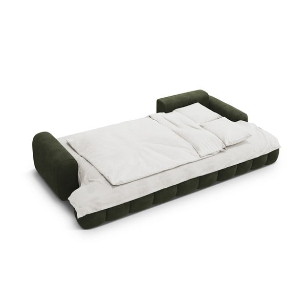 Divano angolare verde allungabile/con contenitore (con penisola a destra/con chaise lounge) con rivestimento in velluto Linz – Cosmopolitan Design-image-4