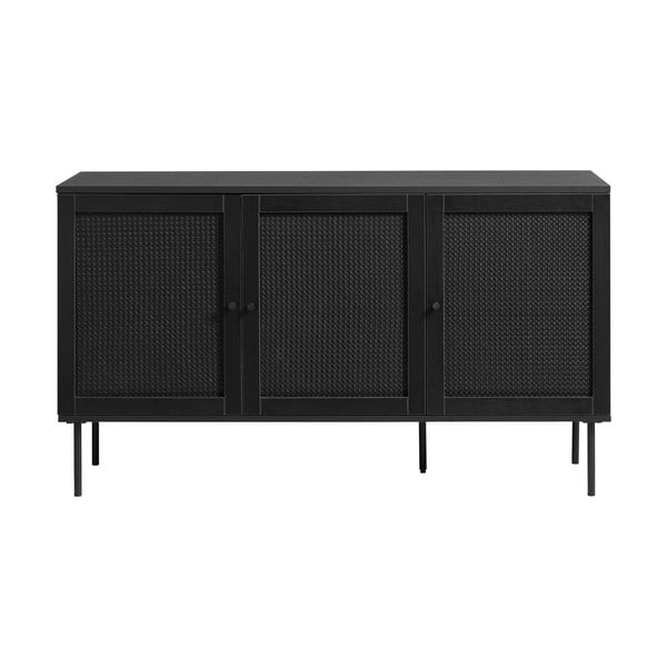 Cassettiera bassa nera in rovere 140x80 cm Pensacola - Unique Furniture