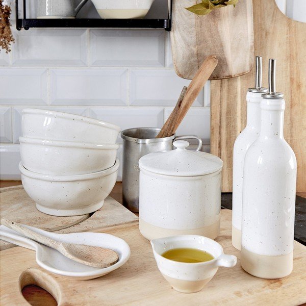 Bottiglia per olio/aceto in gres bianco, 350 ml Fattoria - Casafina-image-1