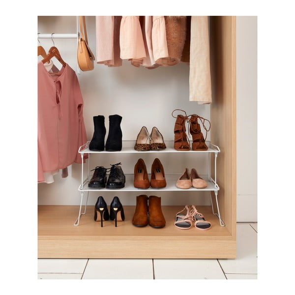 Piedistallo pieghevole bianco con un ripiano per le scarpe - Compactor-image-1