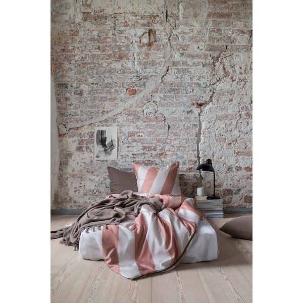 Lenzuolo singolo in cotone satin color beige-mattone 140x200 cm Diagonal - Mette Ditmer Denmark-image-2