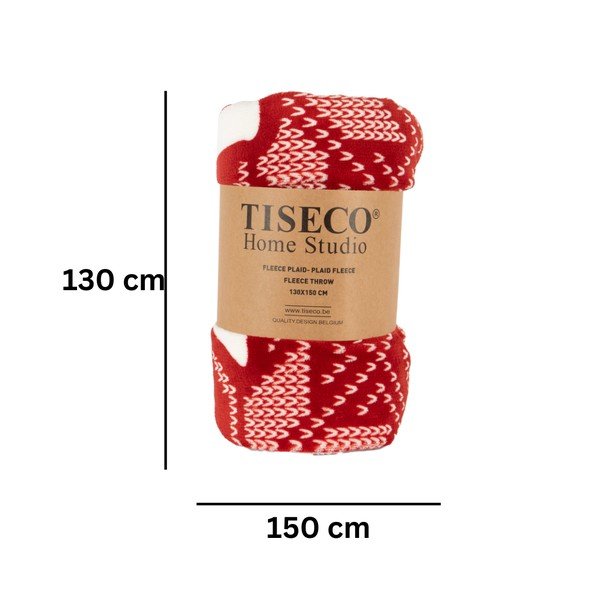 Coperta rossa in sherpa a tema Natale 130x150 cm – Tiseco Home Studio-image-3