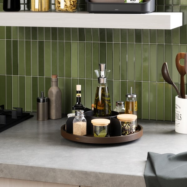 Organizer da bagno rotante in legno nero per cosmetici Bellwood - Umbra-image-1