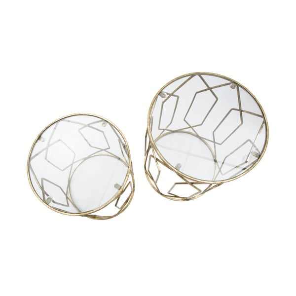 Set di 2 tavoli contenitori rotondi con piano in vetro ø 42 cm Tunisi - Mauro Ferretti-image-3