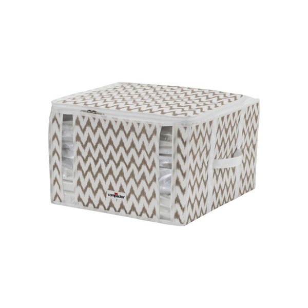 Bílo-béžový úložný box Compactor Compactino ZigZag, 42 x 40 x 25 cm