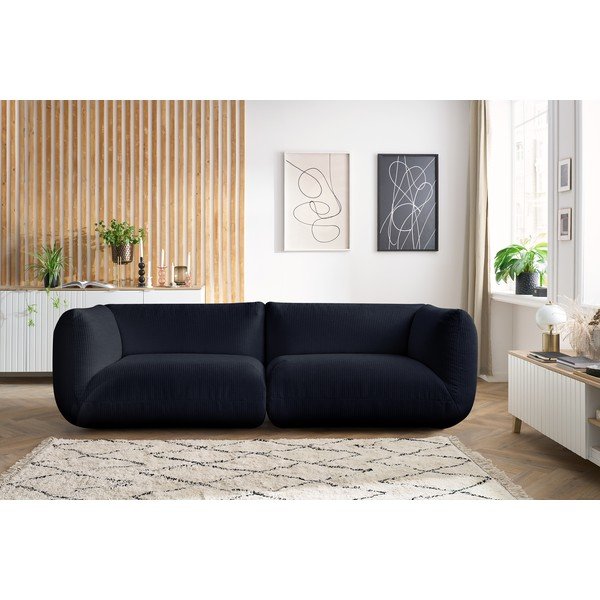 Divano in velluto a coste blu scuro 260 cm Lecomte - Bobochic Paris-image-1
