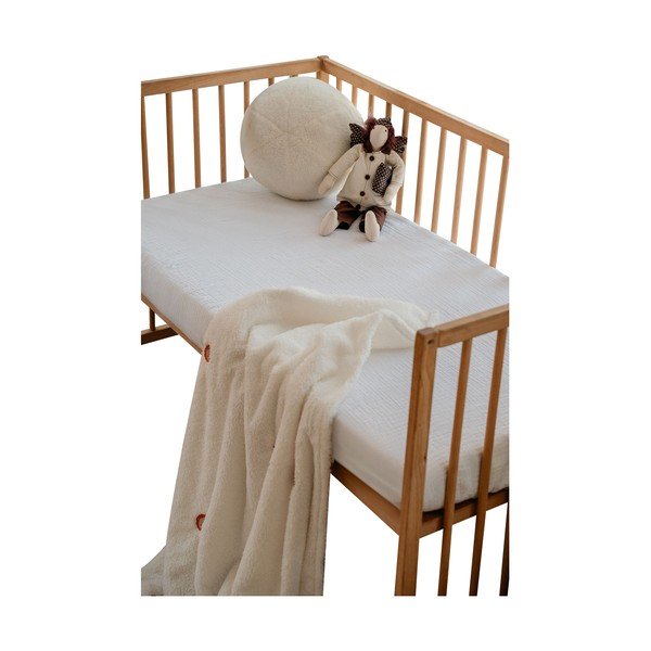 Lenzuolo con angoli per bambini bianco in mussola per culla 60x120 cm Burumcuk – Mijolnir
