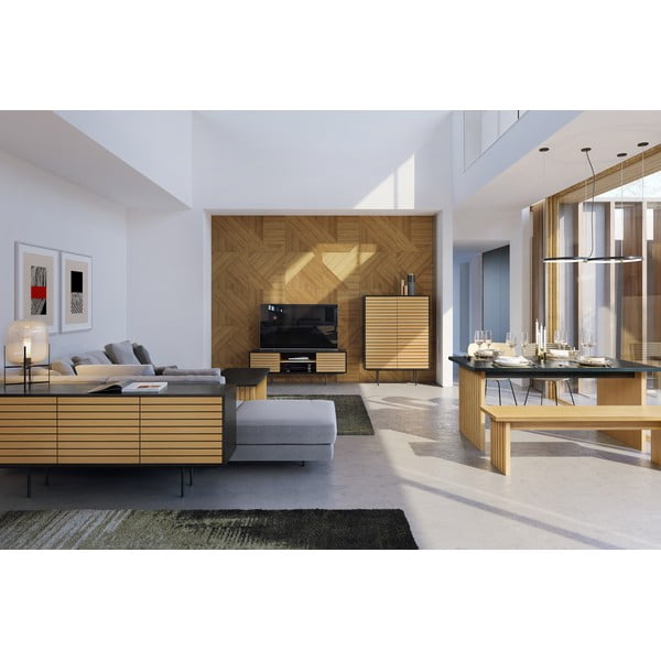 Tavolo da pranzo con piano in rovere 90x160 cm Stripe - Woodman-image-1