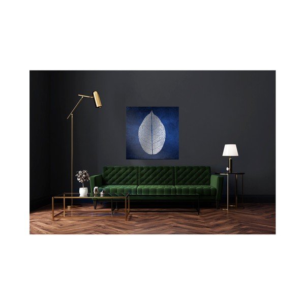 Quadro su tela Uno White Leaf, 60 x 60 cm Silver - Styler-image-1