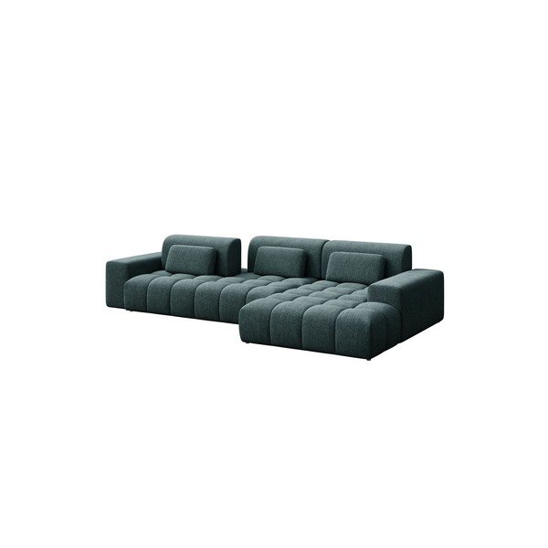 Divano angolare blu (con penisola a destra/con chaise lounge) con rivestimento in ciniglia Chevi – Ghado-image-3