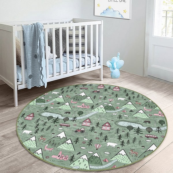 Tappeto verde per bambini ø 100 cm Comfort - Mila Home-image-4