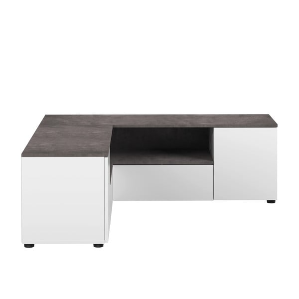 Tavolo TV grigio e bianco in cemento 130x46 cm Angle - TemaHome-image-2