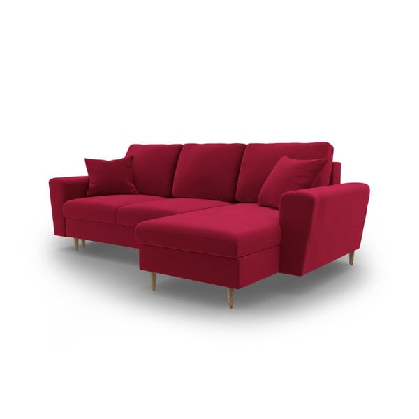 Divano angolare rosso allungabile e con contenitore con rivestimento in velluto Kyoto – Cosmopolitan Design-image-4