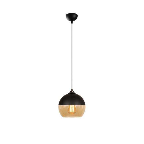 Lampadario in giallo ocra/nero con paralume in vetro ø 20 cm Camini – Opviq lights-image-2