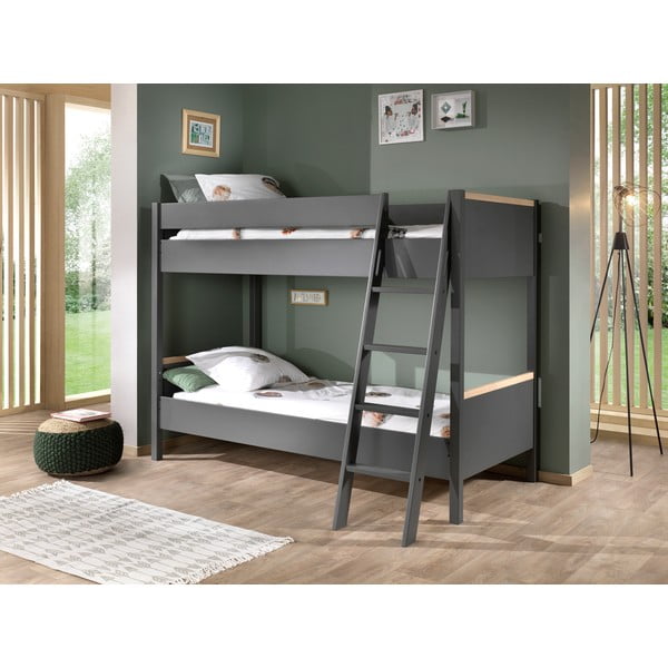 Letto a castello grigio scuro per bambini 90x200 cm London - Vipack-image-1