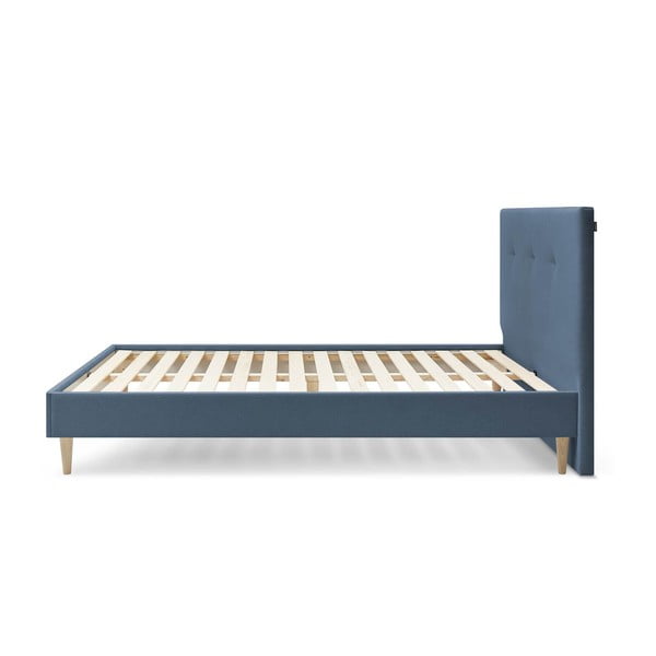 Letto matrimoniale imbottito blu con griglia 160x200 cm Tory - Bobochic Paris-image-2