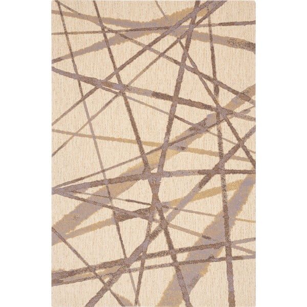 Tappeto in lana beige 100x180 cm Sticks - Agnella