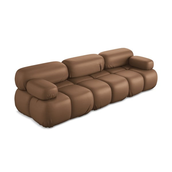 Divano componibile marrone con rivestimento in finta pelle 285 cm Lokua – Makamii-image-2