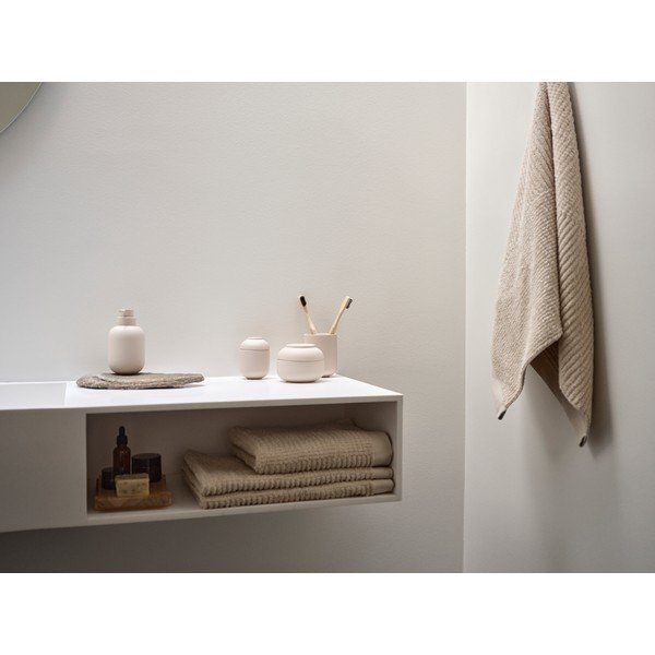 Organizer da bagno beige in gres per dischetti di cotone Sensu – Zone-image-2