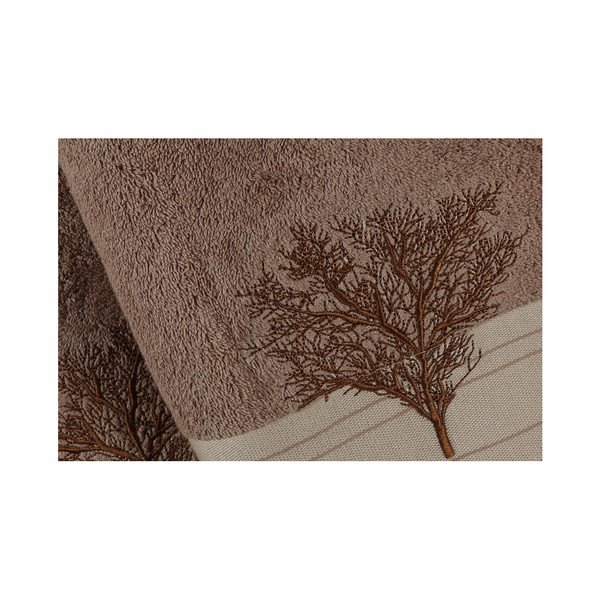 Set di 2 asciugamani da bagno in cotone marrone, 70 x 140 cm Infinity - Foutastic-image-3