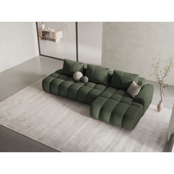 Divano angolare verde allungabile/con contenitore (con penisola a destra/con chaise lounge) Linz – Cosmopolitan Design-image-1