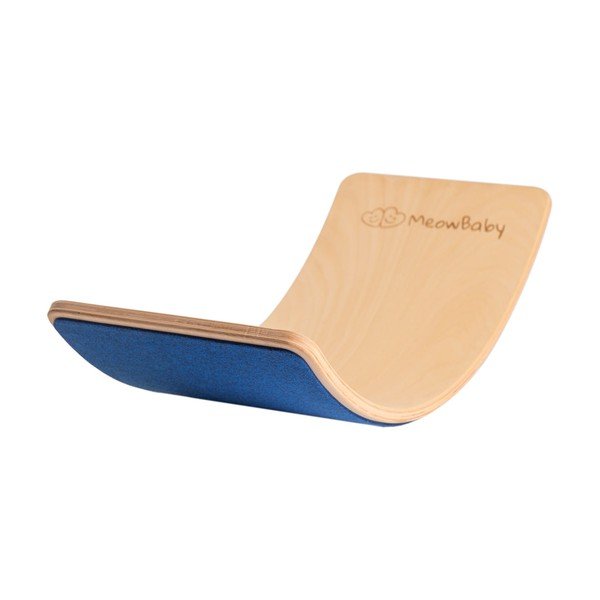 Tavola di equilibrio montessori blu/di colore naturale in pino massiccio 80x30x18 cm Montessori – Meowbaby