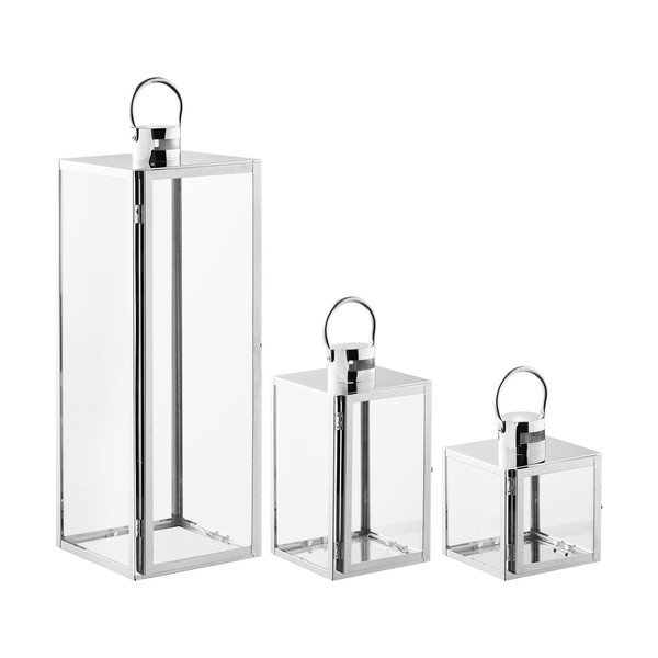 Lanterna in vetro 3 pz (altezza totale 60 cm) Pota – House Nordic