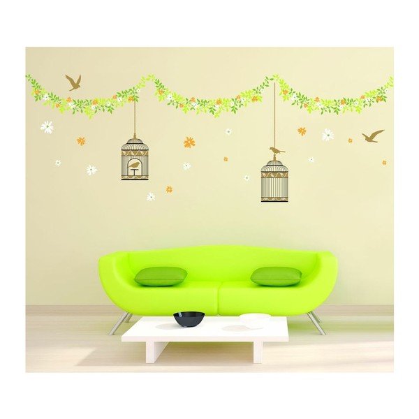 Adesivo Gabbie eleganti, uccelli e fiori, 30 cm - Ambiance-image-1