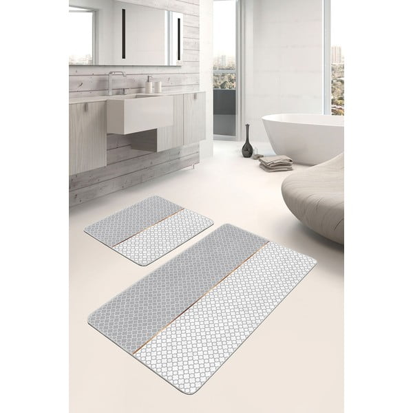 Tappetini da bagno grigi in set da 2 100x60 cm - Minimalist Home World-image-2