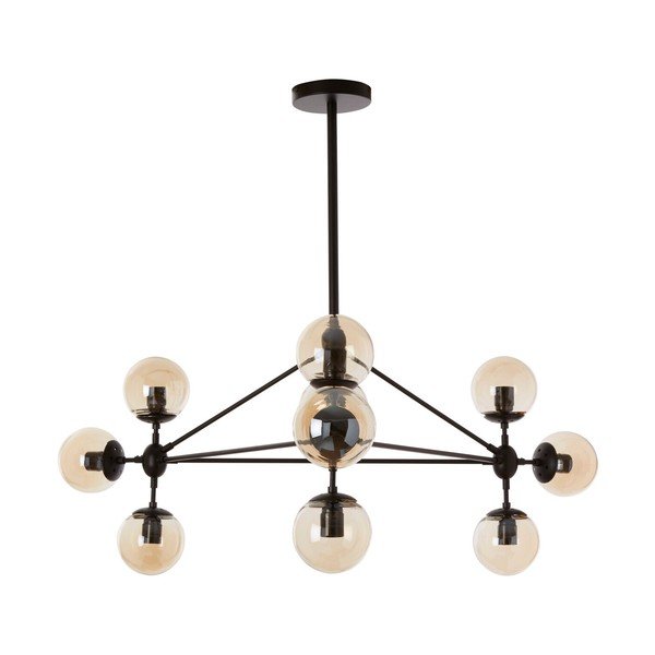 Lampadario nero in metallo con paralume in vetro Abira – Premier Housewares