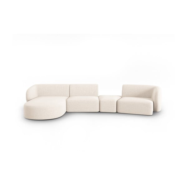 Divano angolare beige (con penisola a sinistra/con chaise lounge) con rivestimento in ciniglia Paolo – Milo Casa