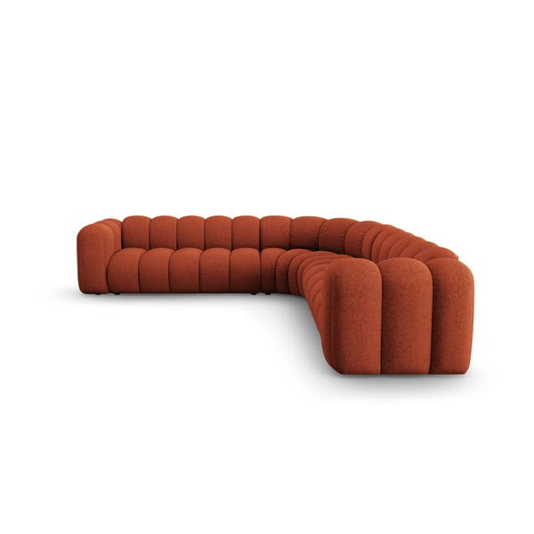 Divano angolare componibile color mattone con rivestimento in ciniglia Lupine – Micadoni -image-2