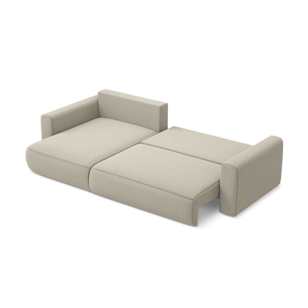 Divano angolare beige allungabile/con contenitore (con penisola a sinistra/con chaise lounge) con rivestimento in velluto Kapua – Makamii-image-4