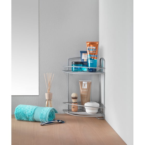 Mensola da bagno angolare a parete in acciaio, argento - Metaltex-image-2