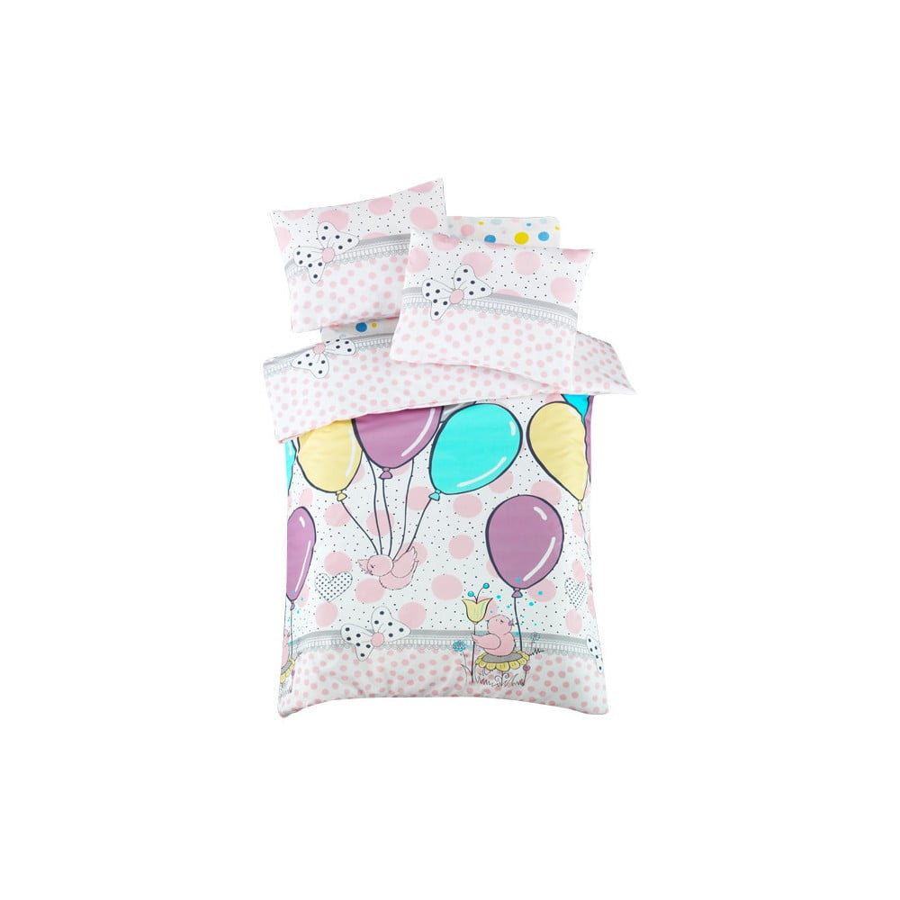 Set copripiumino e federa da bambini in cotone renforcé per culla con lenzuolo incluso/4 pezzi 100x150 cm Balloons – Mijolnir | Biancheria da letto per bambini