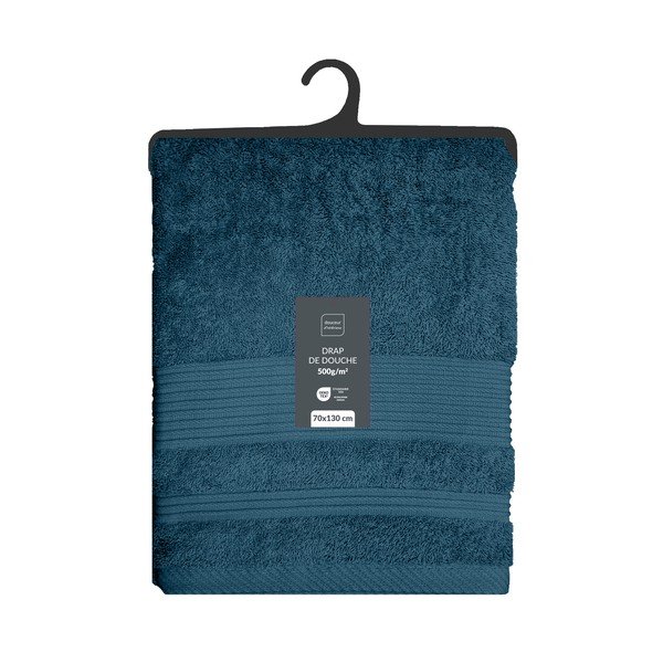 Asciugamano tipo terry blu scuro in cotone 70x130 cm Tendresse – douceur d'intérieur-image-4