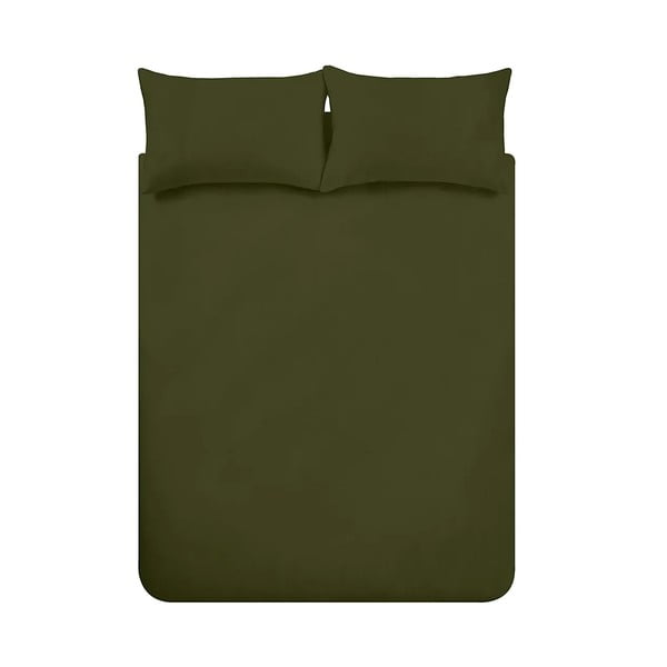 Set copripiumino e federa color kaki in flanella per letto matrimoniale e per letto esteso 230x220 cm Brushed – Catherine Lansfield-image-3