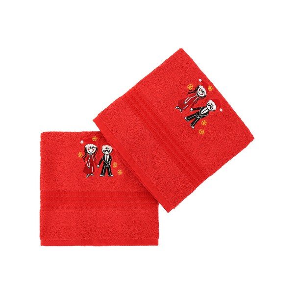 Set di 2 asciugamani in cotone rosso Cift Red - Foutastic