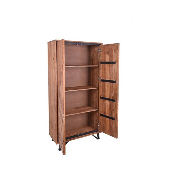 Armadio di colore naturale in acacia massiccia 90x181x40 cm Ambala – Interia Home & Living-image-3