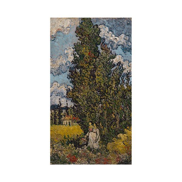 Obraz Vincenta van Gogha - Cypresses and Two Women, 70x46 cm