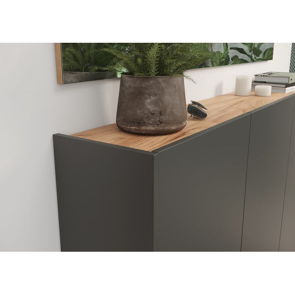 Armadietto color antracite con effetto rovere da appendere 138x87x25 cm Libbiano – Germania-image-4