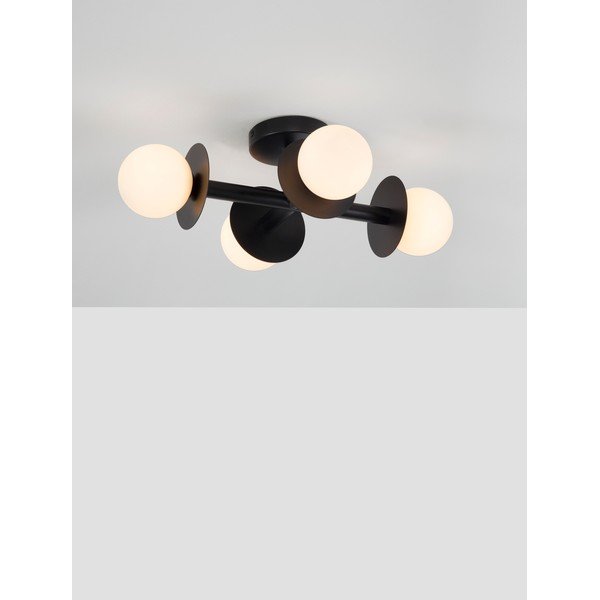 Plafoniera bianca/nera in metallo con paralume in vetro 37x51 cm Pielo – Nova Luce-image-1